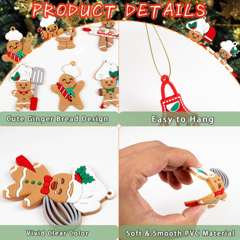 kockuu 12pcs Gingerbread Christmas Decoration for Tree - Cooking Gingerbread Man Ornaments Christmas Hanging Decor for Xmas Tree Home Kitchen Decor Party Supplies - Image 5